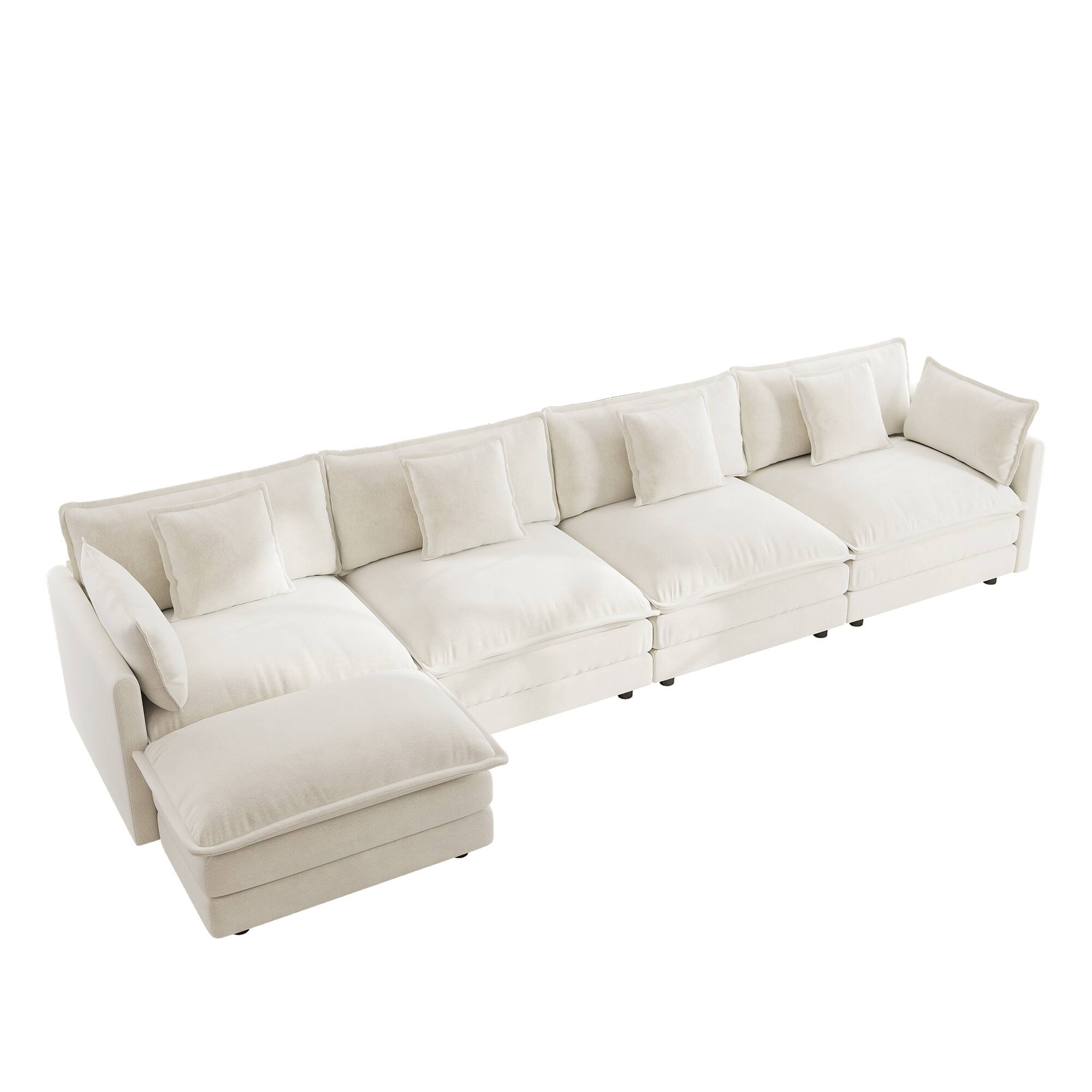 Alt View 1. LOVMOR - 4 Seater Chenille Sectional Couch U Shaped Modular Easy Assembly For Living Room Home Theater Plush Cozy TV XL - White.