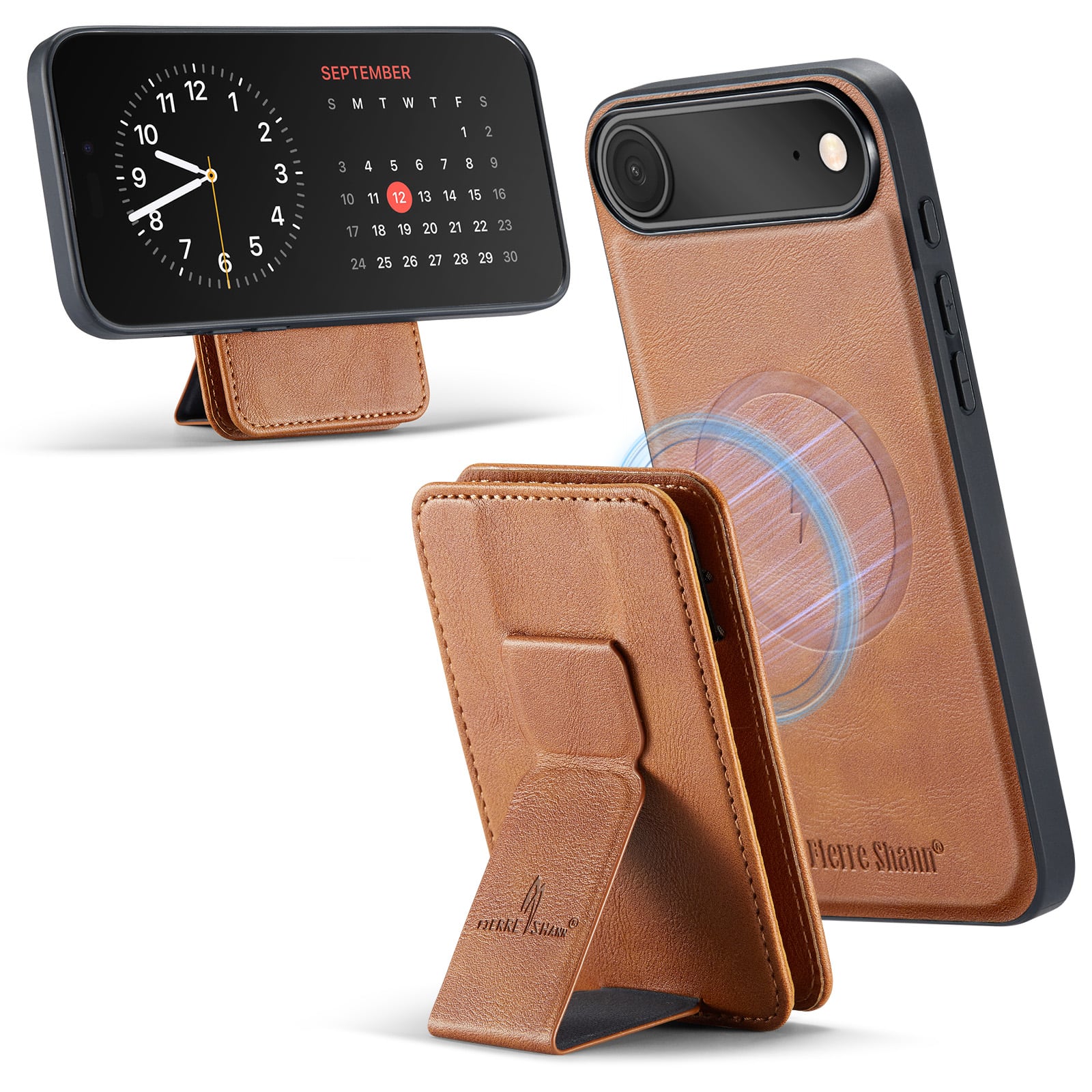 Dteck - Magnetic Detachable Wallet Case for Apple iPhone Air,RFID Card Holder Stand PU Leather Shockproof Phone Cover - Brown