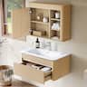 ModernMate - 30" Single Wall-Mounted Bathroom Vanity Set with Mirror Cabinet, Soft-Close Doors, Solid Wood Legs - Natural Oak