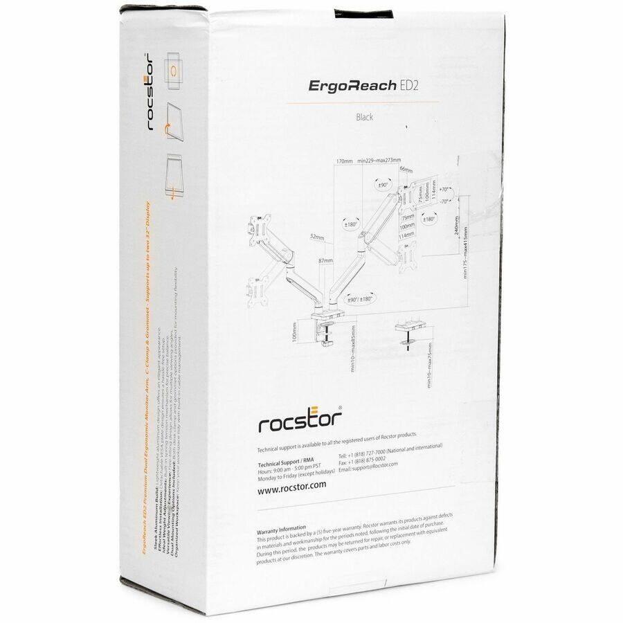 rocstor ErgoReach ED2 Black 70mm min229-man27jr cnispulag 32mm 18 190   Ceem ATE 100m Secenio I pords 100mm 87mm 190 IN rocstor us ol Recstor products available to all the registered support a international Sechnical National and THE e (16 727-7000 Support RMA (8675-0002 I Technical PS Fax Hours 1:00 a 5:00 pm holidays Email support@rocstor.com M Friday Sescept Monday www.rocstor.com agane drlests aarants - products Rochor oetial ate d pu_totsce Warranty information d fve-peur sarranty following the eguisalend backed De a noted with This product a the periods f separ a rglatement materials and workmanhip.fo mdy be returred Caboir coves a te products parts and thes perod, warcanty coven During discretion The - our products
