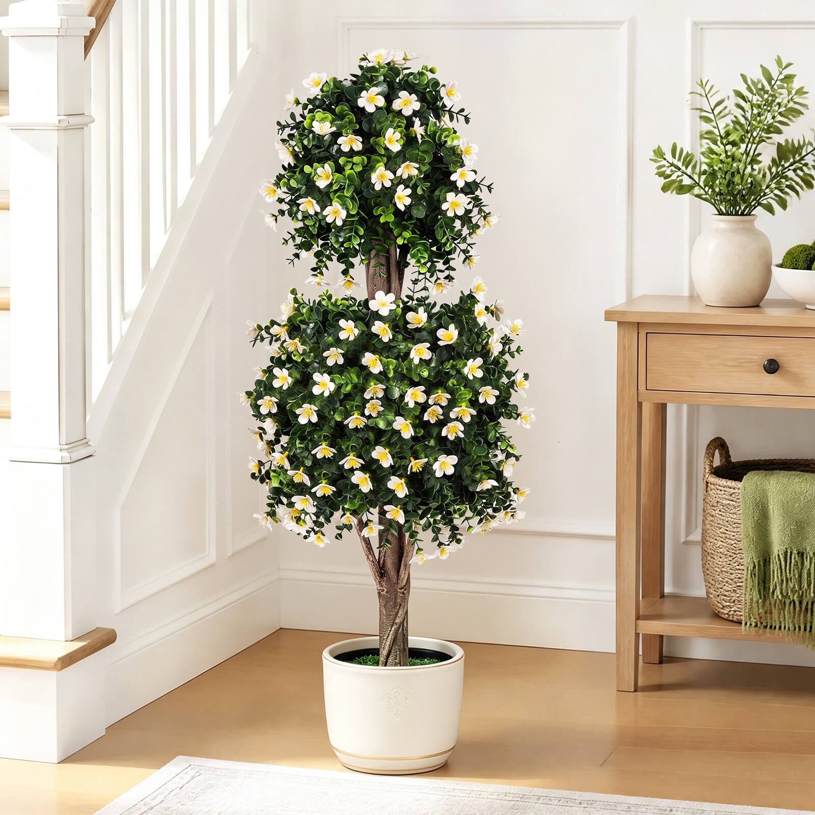 Costway 2 PCS Artificial Topiary Trees, 3 FT Fake Bushes, Sun Resistant ...