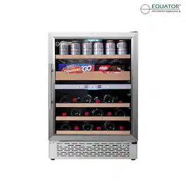 Equator - GC 43 SL 24 inch Dual Zone Beverage Center Wine Refrigerator Anti-UV 43 Bottles 45 Cans Gourmet Center 110V - Stainless Steel