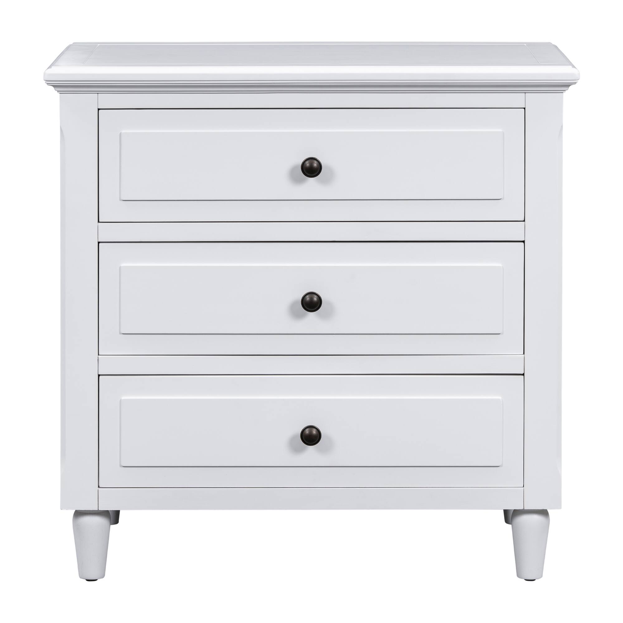 Alt View 1. Spaco - Spaco Modern Nightstand with 3 Drawers, Smooth Gliding Rails, Metal Handle, Rubber Legs for Bedroom and Living Room - White.