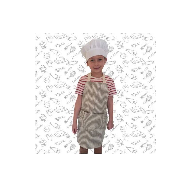 Alt View 3. Tovla Jr - Kids Cookbook, Cooking Apron and Hat Set for Boys and Girls, Cotton Canvas Perfect for Baking, Painting and Gardening - White.