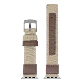 StrapsCo - Rugged Canvas Watch Band Strap For Apple Watch - 44mm/45mm/46mm/49mm (Short) - Tan & Brown (Black Hardware)