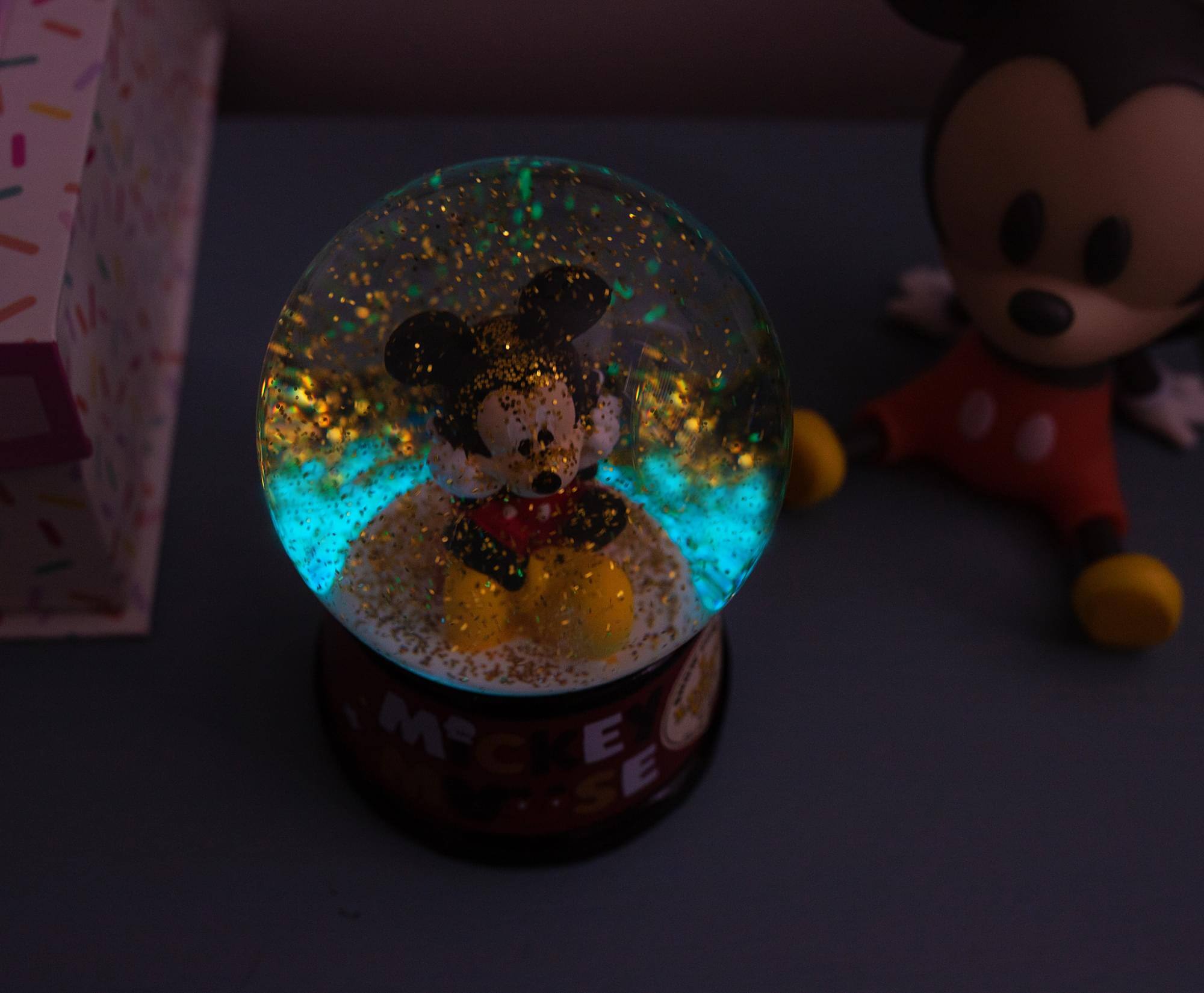 Alt View 1. Disney - Disney Mickey Mouse Light-Up Collectible Snow Globe | 6 Inches Tall - Red.