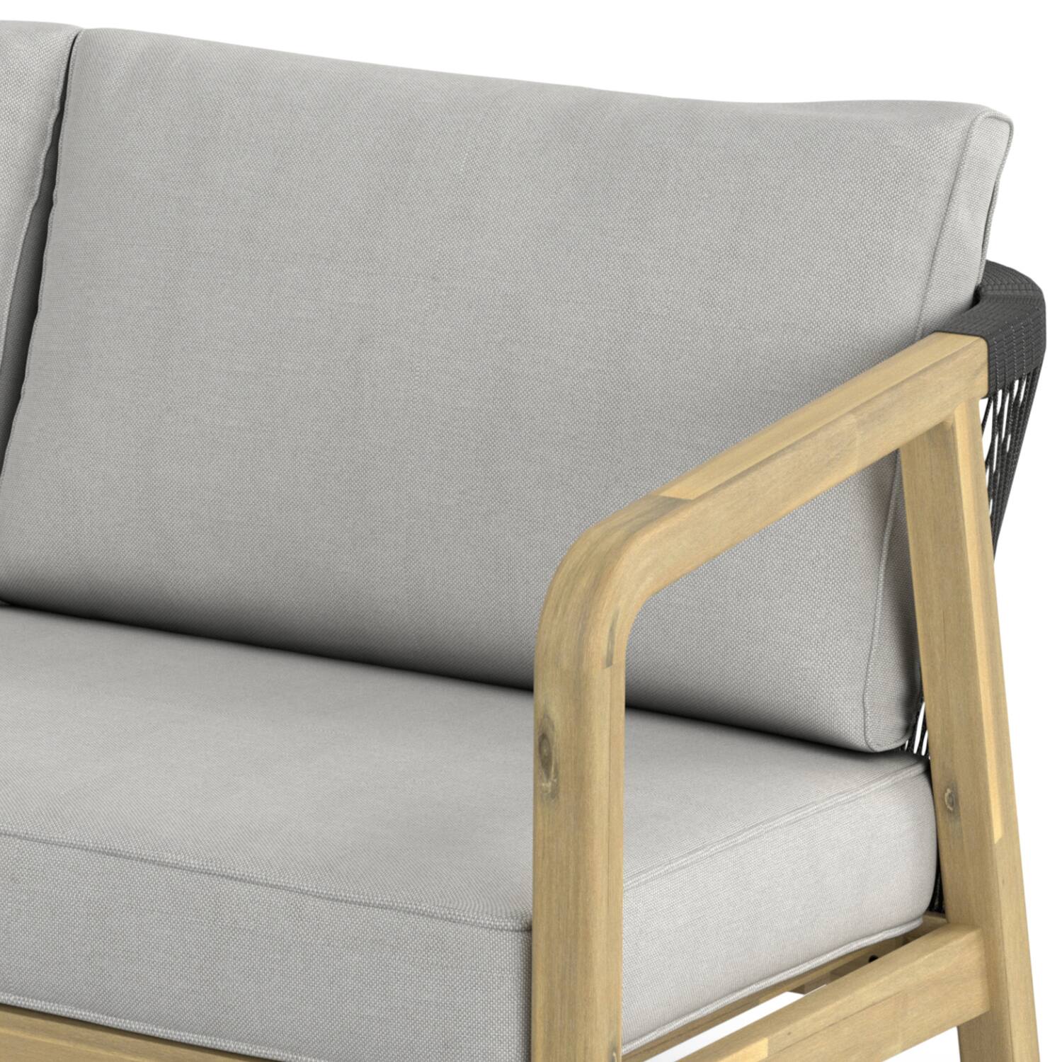 Alt View 7. Simpli Home - Palmetto SOLID ACACIA WOOD 58 inch Wide Contemporary Outdoor Sofa in Polyester Fabric, Fully Assembled - Stone Grey.