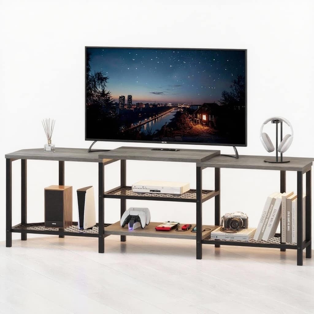 GARVEE - LED TV Stand, with Power Outlets, Up to 75 Inch - Gray
