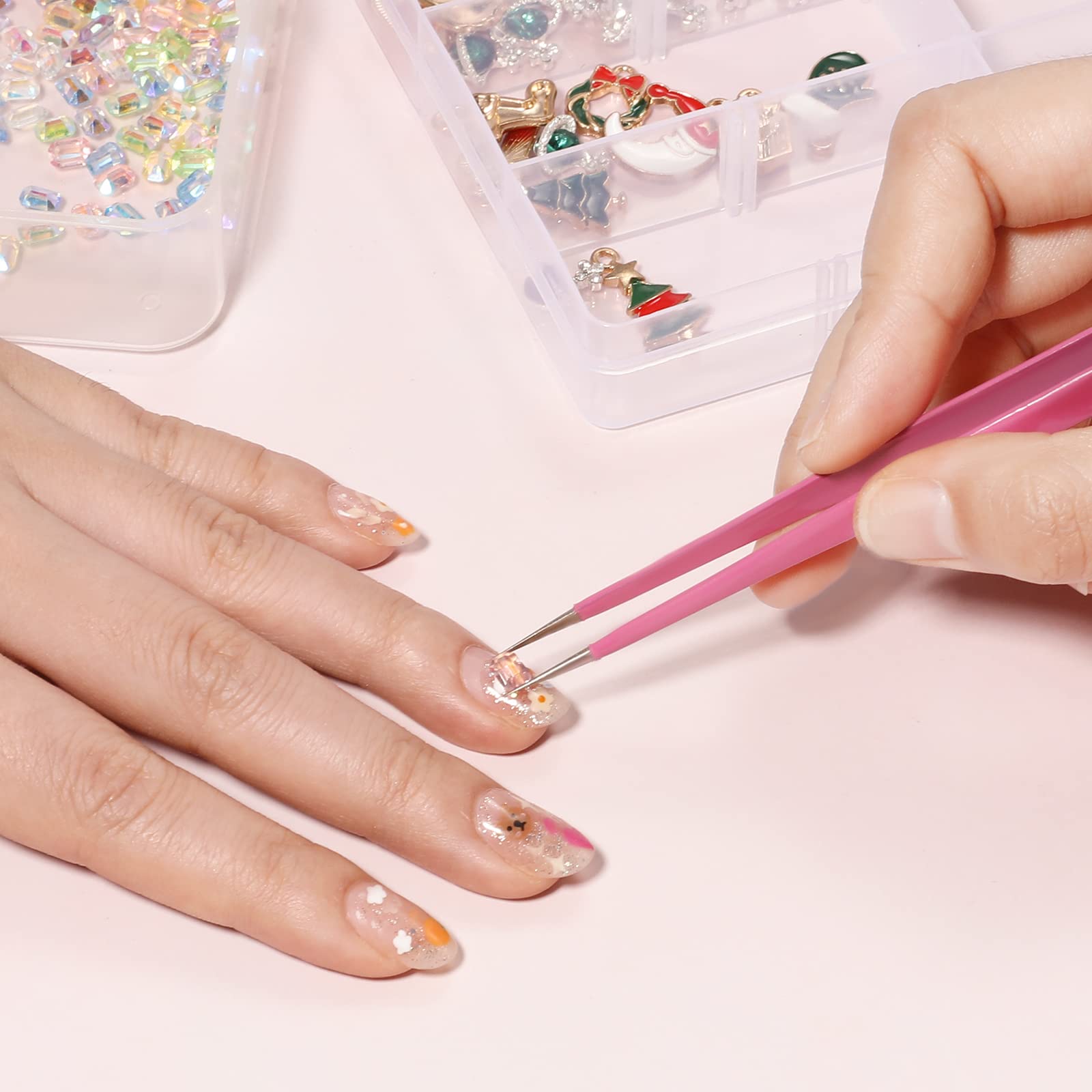 Alt View 1. Stylel Star - Pcs Set Straight Tweezers Probe Tips Metal Silicone Pressing Head Art Picking Rhinestones Gel Stickers Eyelash.