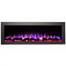 Touchstone Home Products - 50 in. Wall Mounted Recessed Sideline Outdoor Smart Electric Fireplace - Black