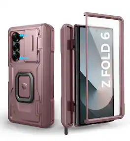 dexnor - Bumper Case for Samsung Galaxy Z Fold 6 with S Pen Holder, Camera Cover, Hinge Protection, Screen Protector,Heavy Duty - Peony Pink