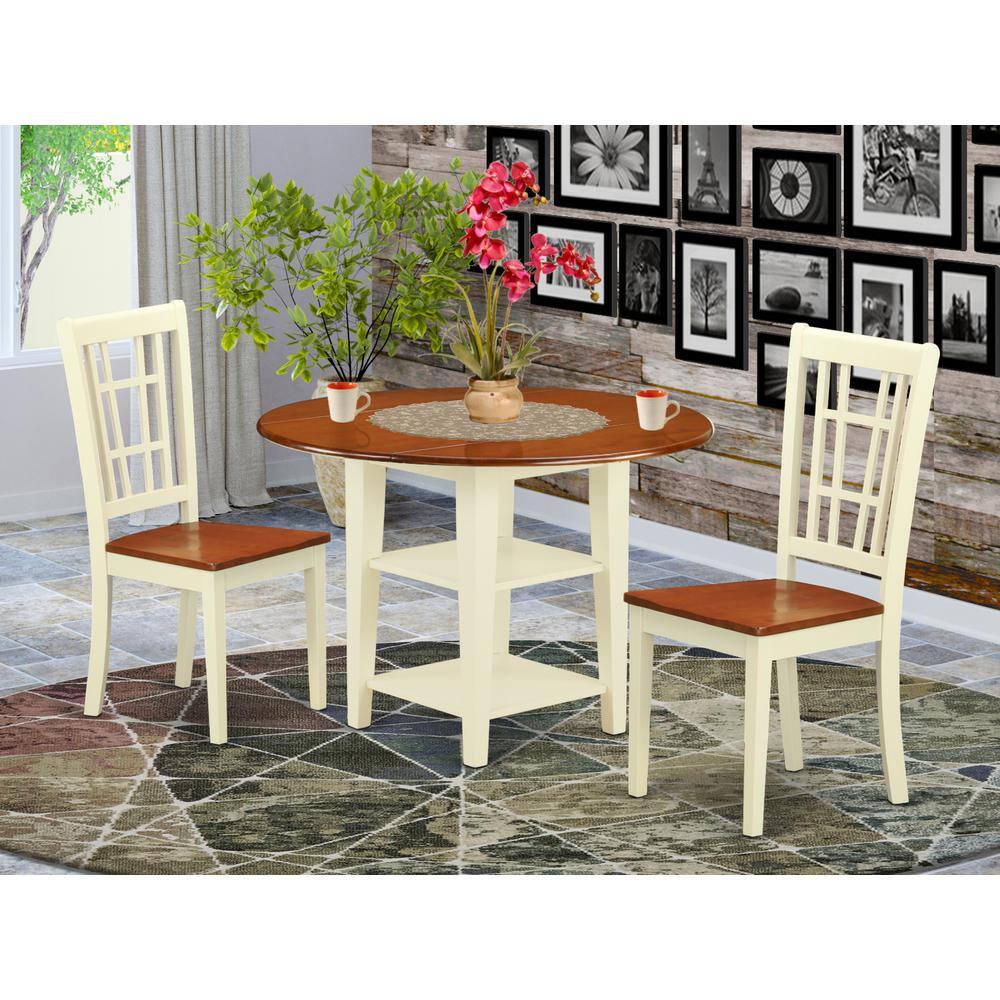 Back. East West Furniture - Dining Room Set Buttermilk & Cherry - Brown.