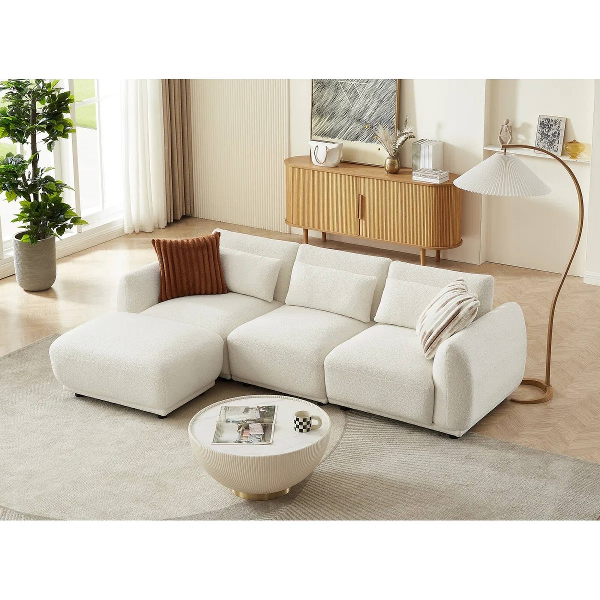 Alt View 6. Yardgrace - 4-Piece Upholstered Sectional Sofa – Stylish & Comfortable for Living Room - Beige.