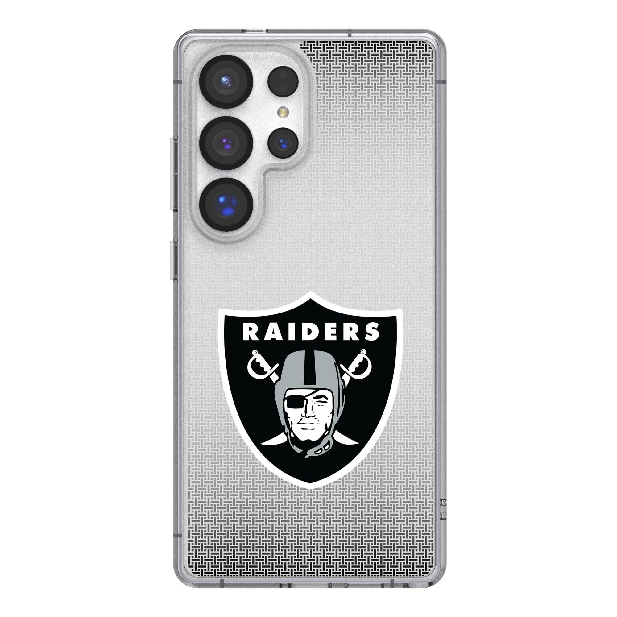 Front. Keyscaper - Las Vegas Raiders Linen Logo Galaxy Clear Case - S25 - Multicolor.
