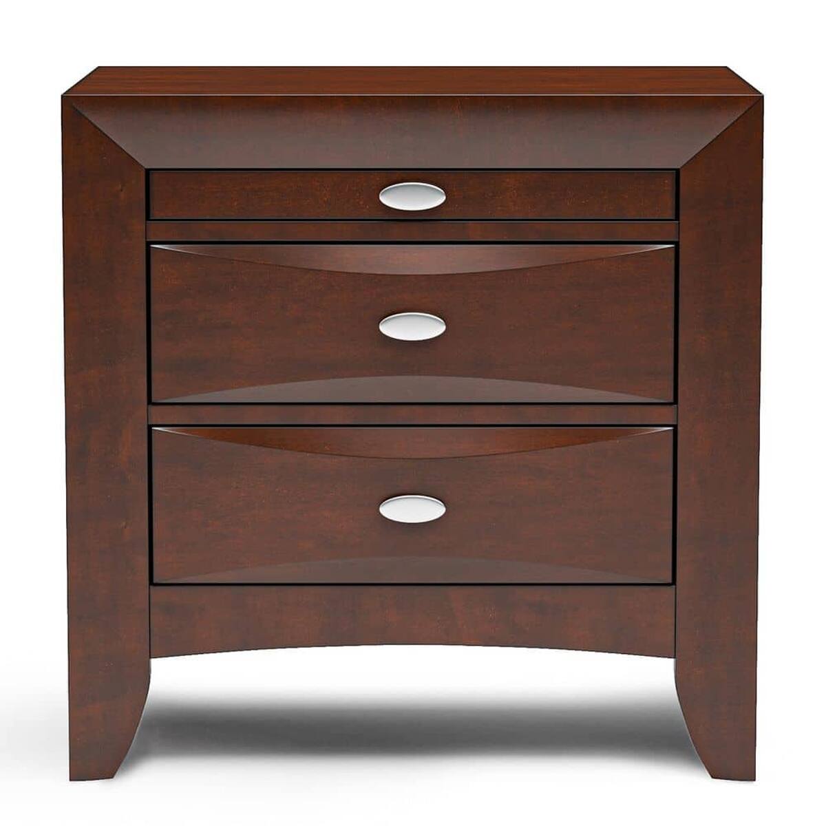 Alt View 1. Loheer - Loheer Cherry Two Drawer Nightstand with Pull Out Tray, Wood Bedside Cabinet - Cherry.