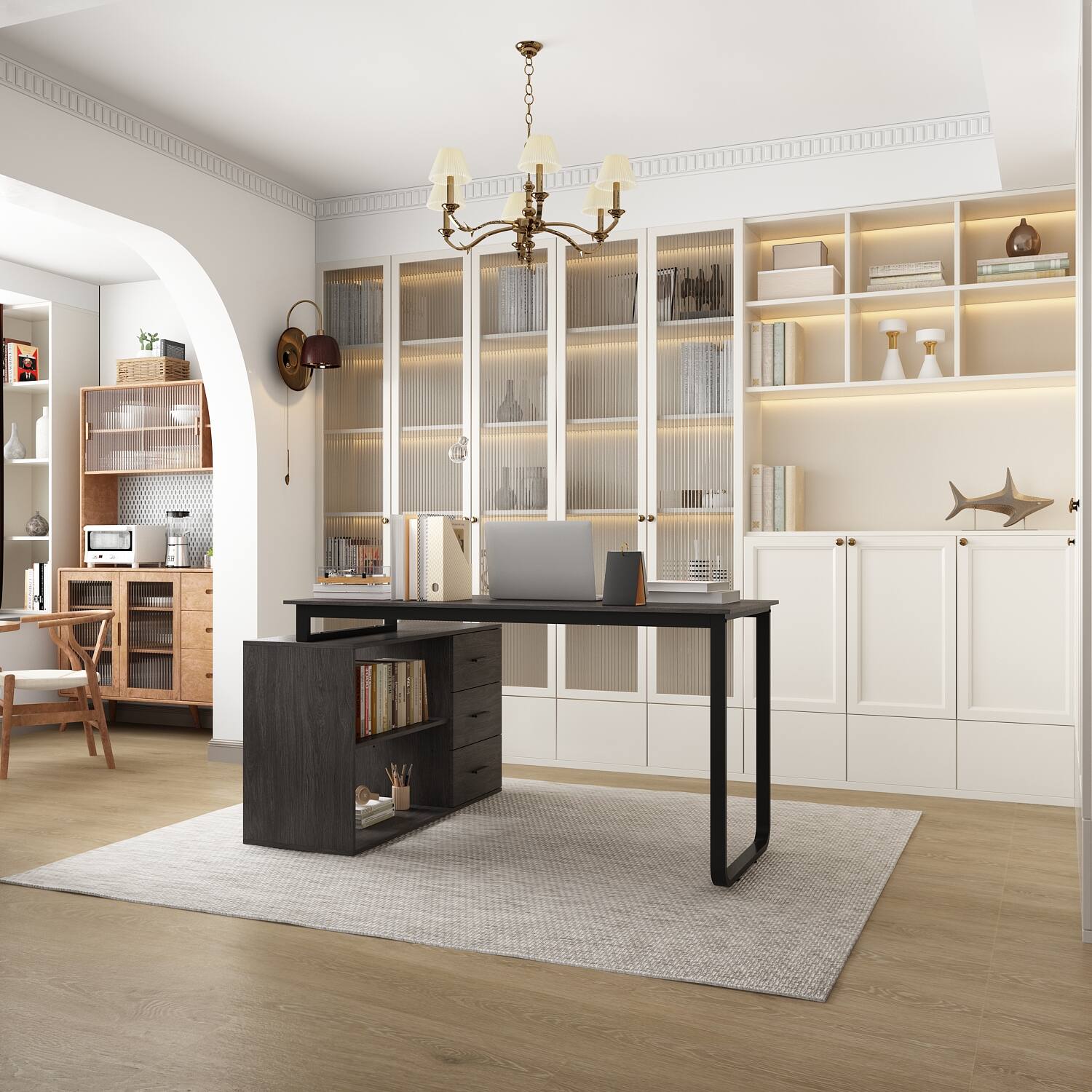 Alt View 9. Famapy - Famapy Multi - Color L - Shaped Desk: Corner - Friendly Design, Smooth Drawers & Versatile Use for Work/Gaming Setups - Dark Gray.