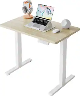 HUANUO - Electric Standing Desk, 32 Inch Height Adjustable Sit Stand Desk with 4 Memory Presets, Steel Frame for Home Office - Natural