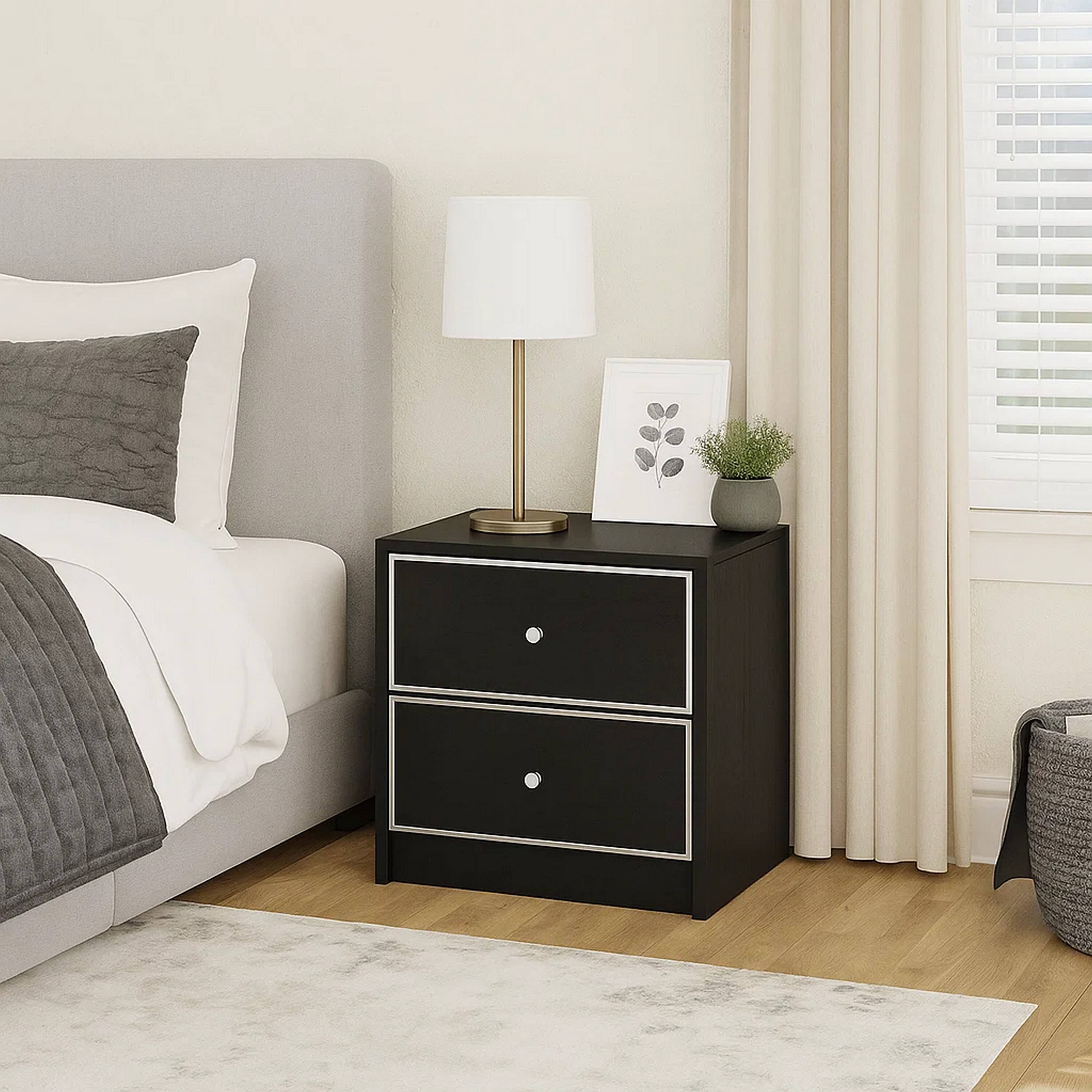 Alt View 6. Manhattan Lane - Accent Table with 2 Storage Drawers and Intricate Trimming - Black.