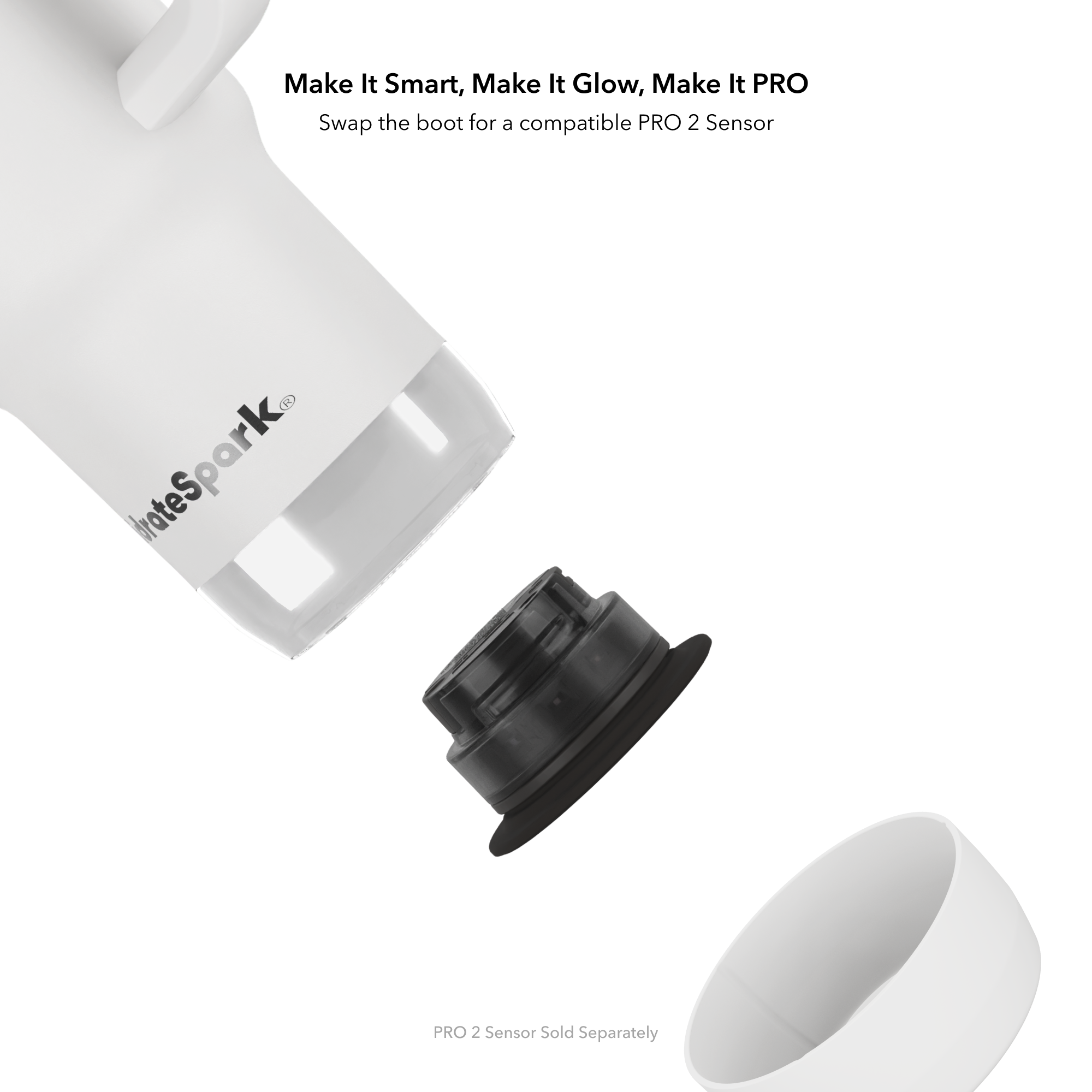 Left. Hidrate - HidrateSpark PRO 2 30 oz Smart Ready Tumbler with Silicone Boot - White - White.