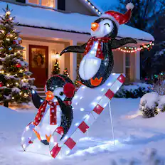 Front. Costway - Costway Lighted Christmas Decoration Penguin with 170 LED Lights for Home Lawn Yard Garden - Multicolor.