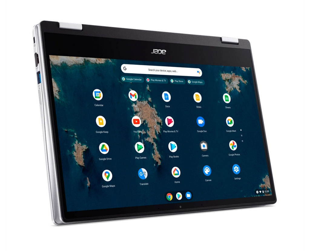 acer  
Search your device, apps, web...  
Google Calendar  
Play Movies & TV  
Play Store  
Google Maps  
Google Calendar  
Docs  
Slides  
Sheets  
Google Keep  
YouTube  
Google Drive  
Play Games  
Play Movies & TV  
Google Duo  
Google Meet  
Play Books  
Camera  
Google Photos  
Google Maps  
Translate  
Home  
Canvas  
Settings  
12:30