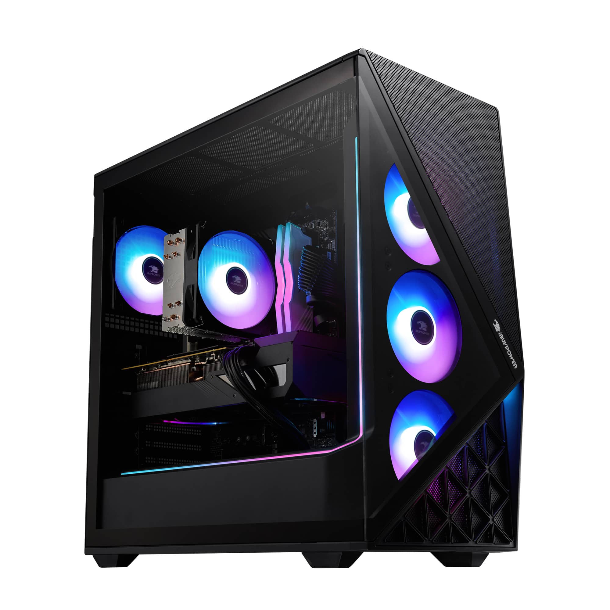 Angle. iBUYPOWER - iBUYPOWER - Slate Black Gaming Desktop PC - AMD Ryzen 7 8700F, AMD Radeon RX 9060XT 8GB, 32GB DDR5 RGB,2TB NVMe SSD - Black.