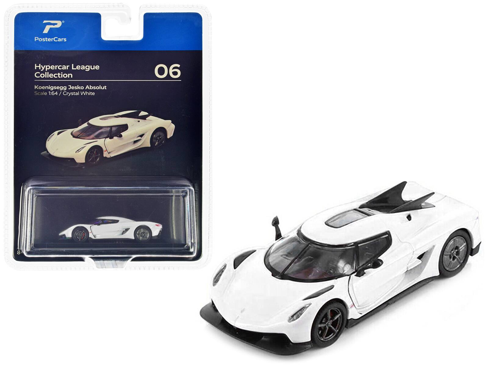 Koenigsegg Jesko Absolut "Hypercar League Collection" 1/64 Diecast Model Car by PosterCars - Crystal White Metallic