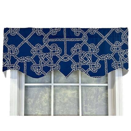 Front. RLF Home - RLF Home Knotty Regal Style All Season 3" Rod Pocket Valance 50" x 17" Blue - Blue.