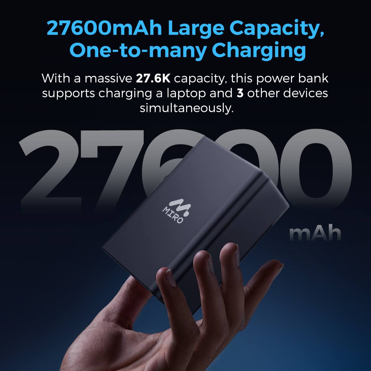 Miro B8 Power Bank 27600mAh Massive Capacity 140W Super Fast Charging ...