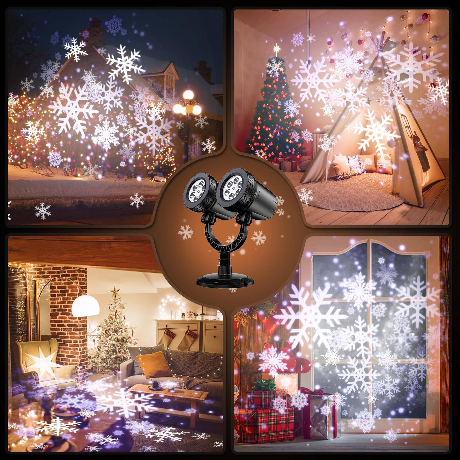 Alt View 1. Dazzed Corner - Snowflake Projector Lights Outdoor, Dual-Head Christmas Projector - Black.