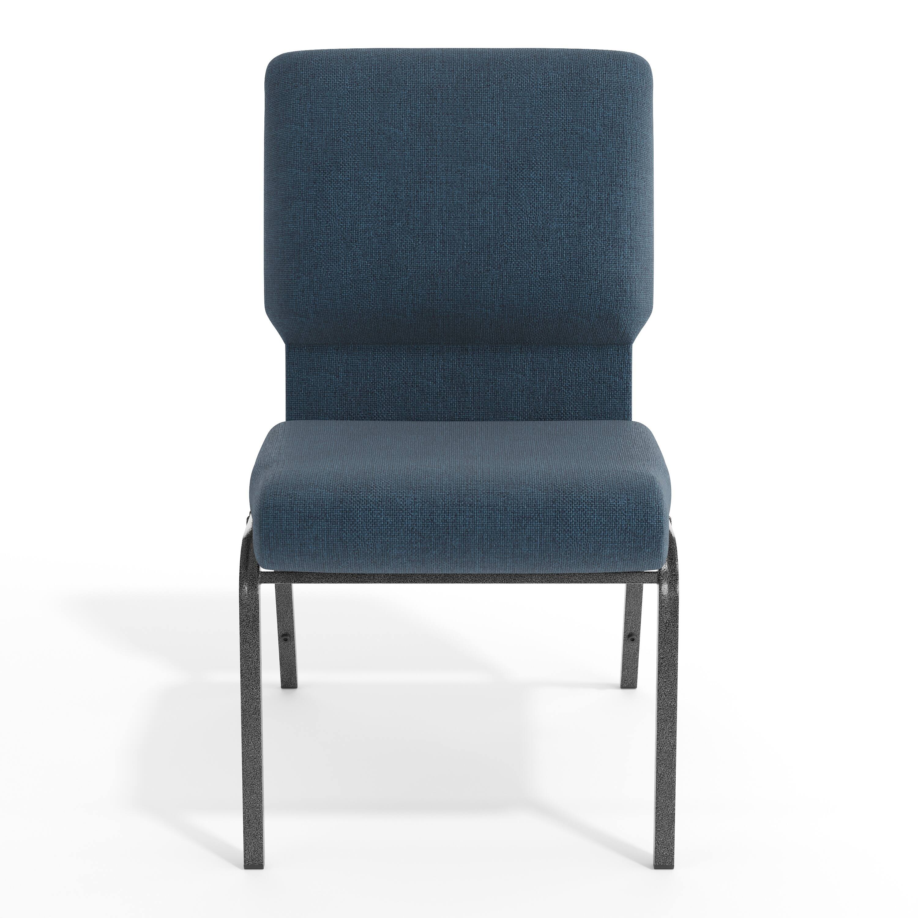 Alt View 9. Emma + Oliver - Church Chair 20.5 in. Wide - Navy Fabric/Silver Vein Frame.