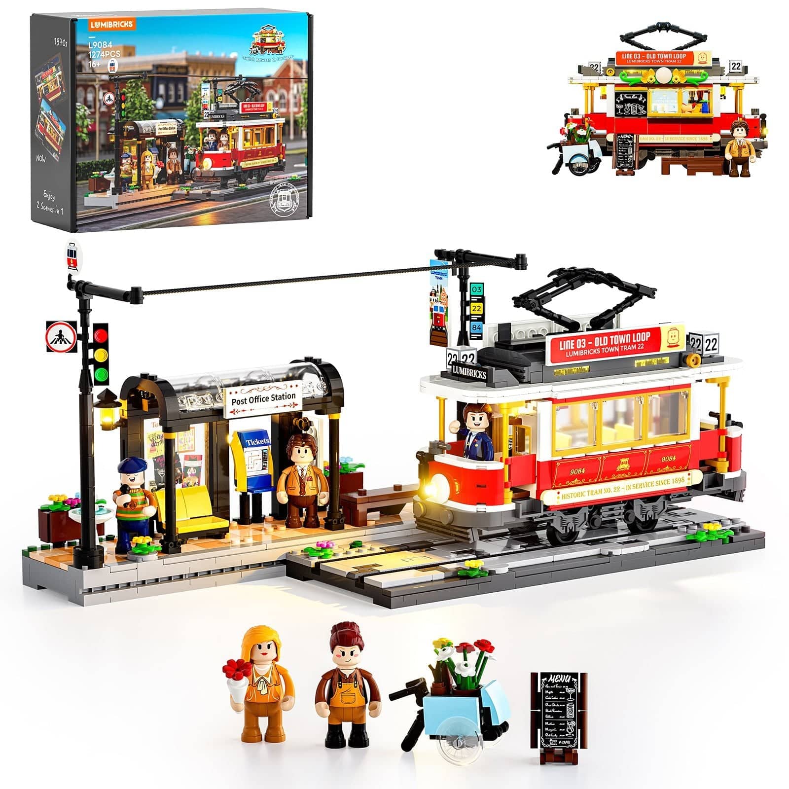 Lumibricks - Heritage Tram Lighting Building Set, 1274 Pieces Modular Streetcar Display Model Kit for Ages 16+ price history on PriceWatchPro