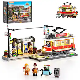 Lumibricks - Heritage Tram Lighting Building Set, 1274 Pieces Modular Streetcar Display Model Kit for Ages 16+