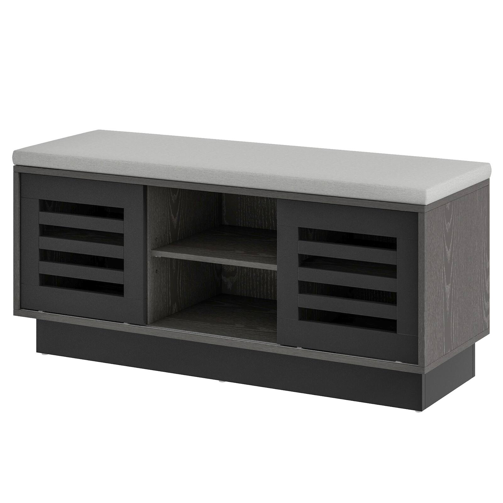 Alt View 9. Costway - Costway Shoe Storage Bench with Cushion Shoe Storage Organizer Shoe Rack Entryway - Grey/Dark Grey.
