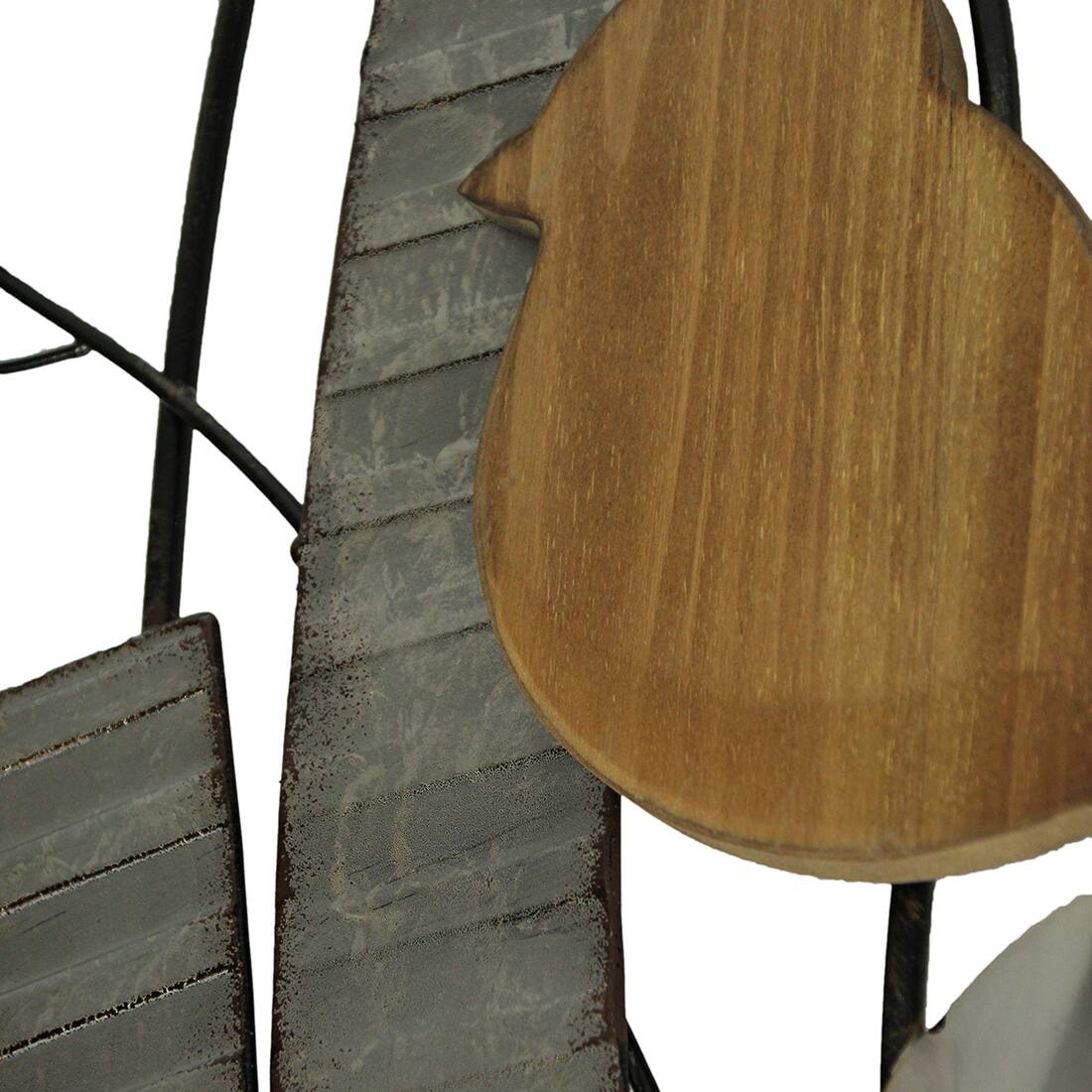 Alt View 2. Zeckos - Rustic Birds and Branches 2 Piece Wood and Metal Wall Sculpture Set - Silver.