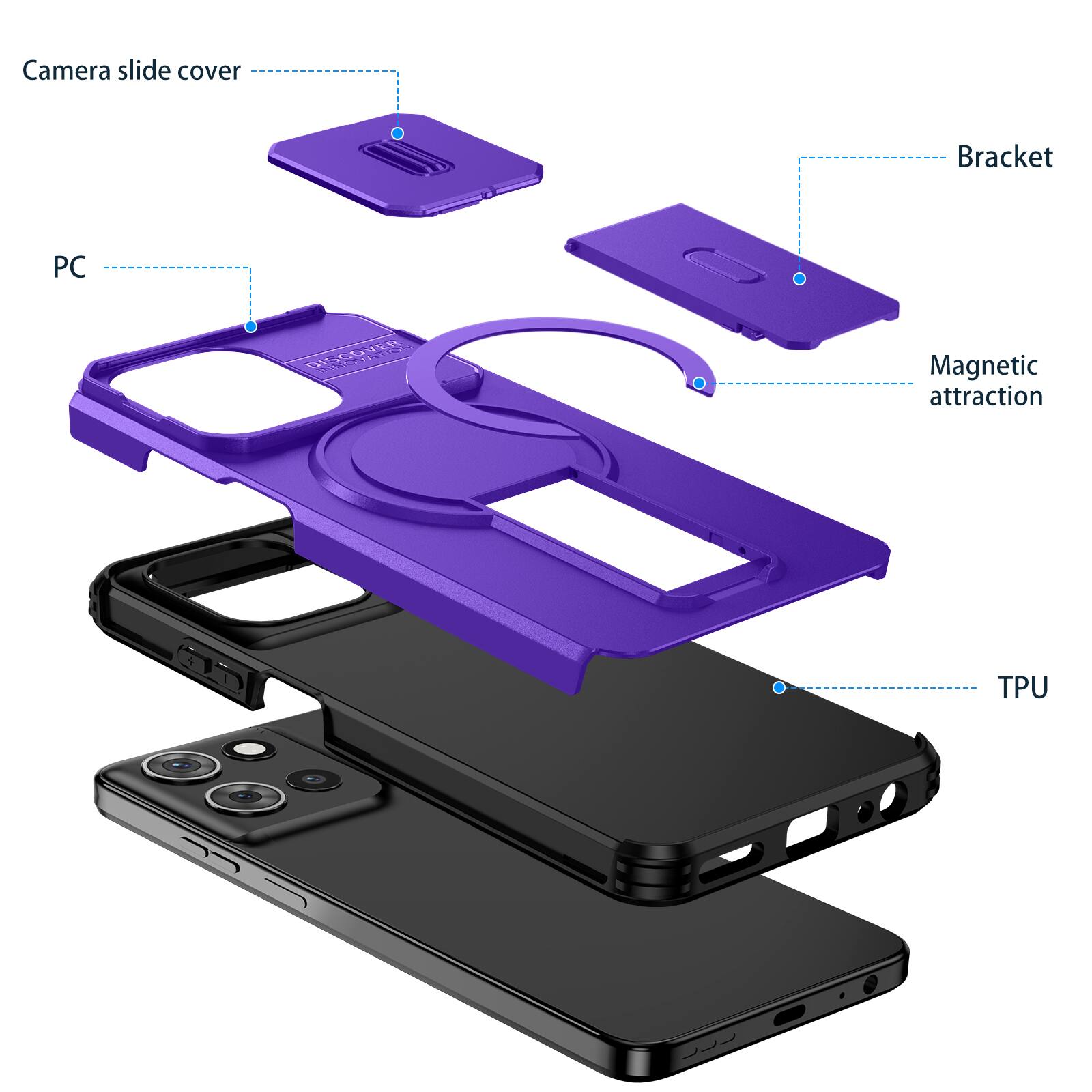Camera slide cover  
Bracket  
PC  
Magnetic attraction  
TPU