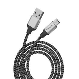 Energizer - Braided USB-C Cable – 6ft Durable Cord with Rugged Aluminum Alloy Shell - Black