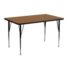 Emma + Oliver - 24x48 Rectangle Laminate Adjustable Activity Table - Oak