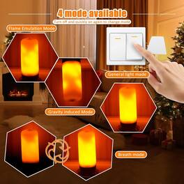MOSZAR LLC - Flame Effect Light Bulbs, E26/E27 Base, 4 Modes, Yellow, 4-Pack for Decor - White