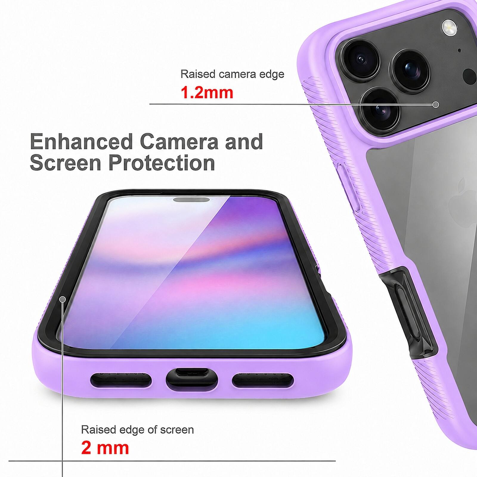 Raised camera edge 1.2mm  
Enhanced Camera and Screen Protection  
Raised edge of screen 2 mm