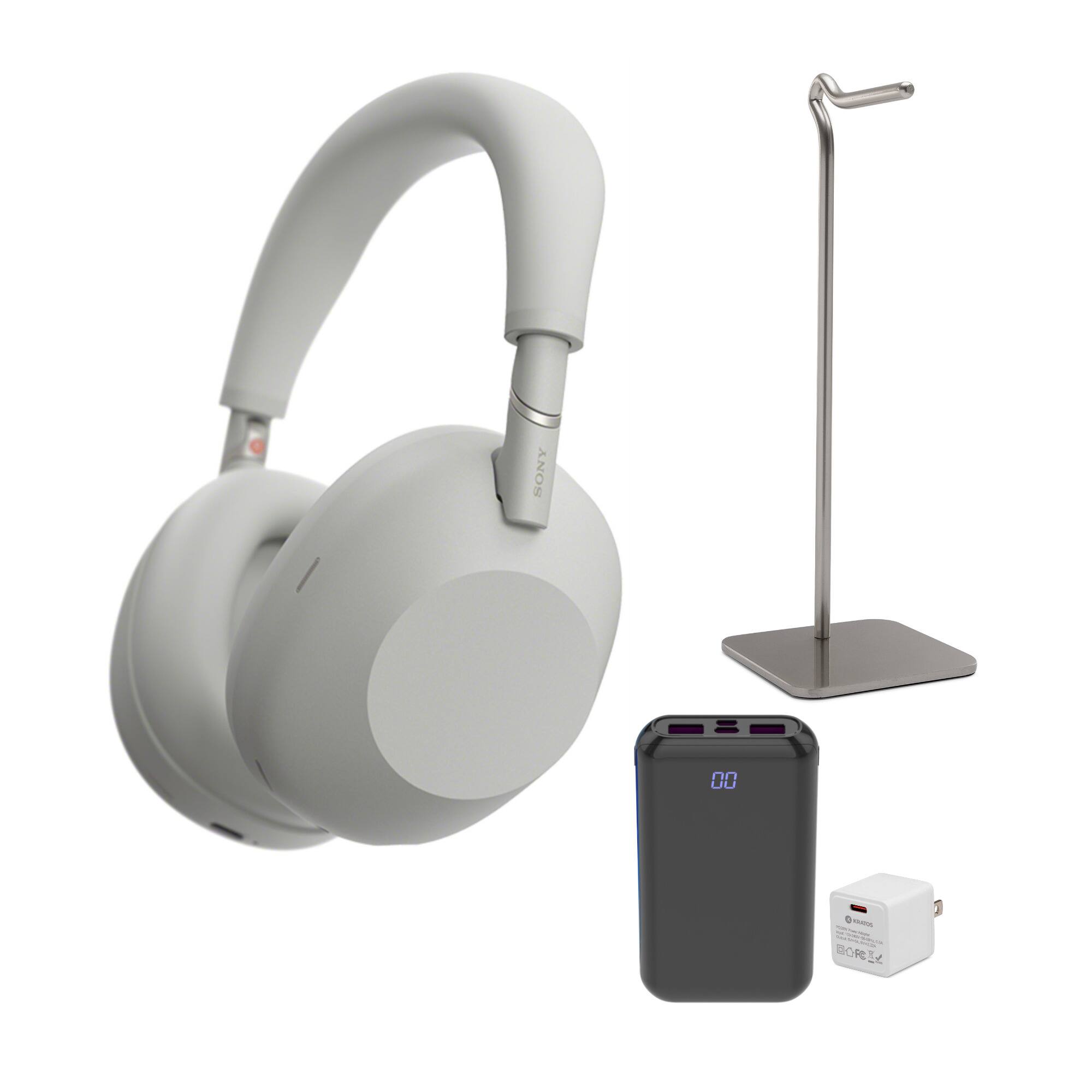 Angle. Sony - Sony WH-1000XM6 Wireless Noise-Canceling Headphones (Silver) with Accessories - Silver.