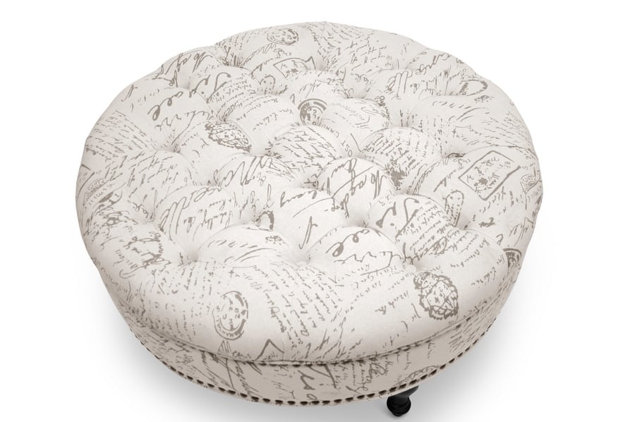 Baxton Studio - Palfrey Script Print Modern Tufted Ottoman - Beige