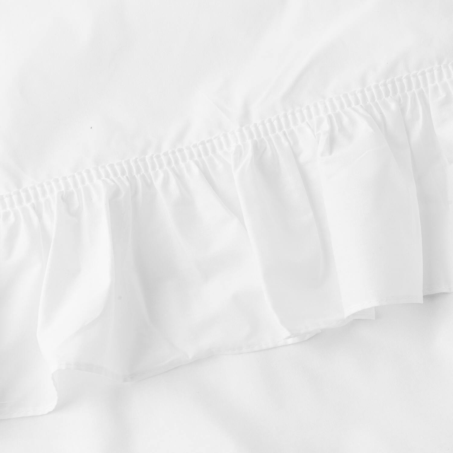 Left. Ellis Curtain - ELLIS Polyester-Cotton Classic Wide Solid Color Perma Press Ruffle 1.5 Rod Pocket Tiers 84" x 30" White - White.