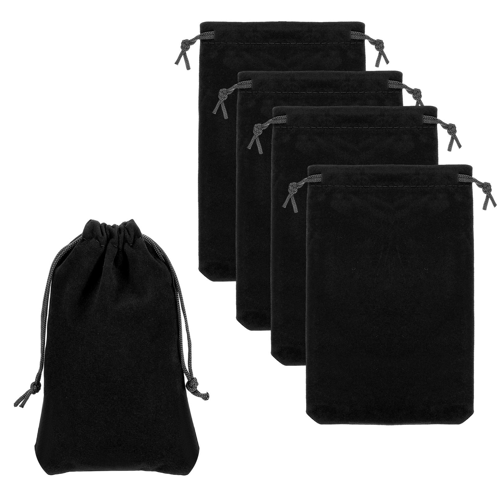 Unique Bargains - Headphone Bag, 5pcs 7.87x3.94 Inch Travel Headset Carrying Storage Pouch Soft Drawstring for Over-Ear Headphones - Black