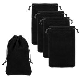Unique Bargains - Headphone Bag, 5pcs 7.87x3.94 Inch Travel Headset Carrying Storage Pouch Soft Drawstring for Over-Ear Headphones - Black