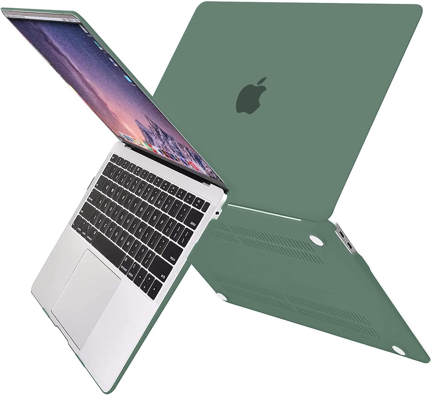 Back. mosiso - Case for MacBook Air 13 inch Case 2020 2019 2018 Release M1 A2337 A2179 A1932 with Touch ID with Keyboard Cover - Emerald Green.