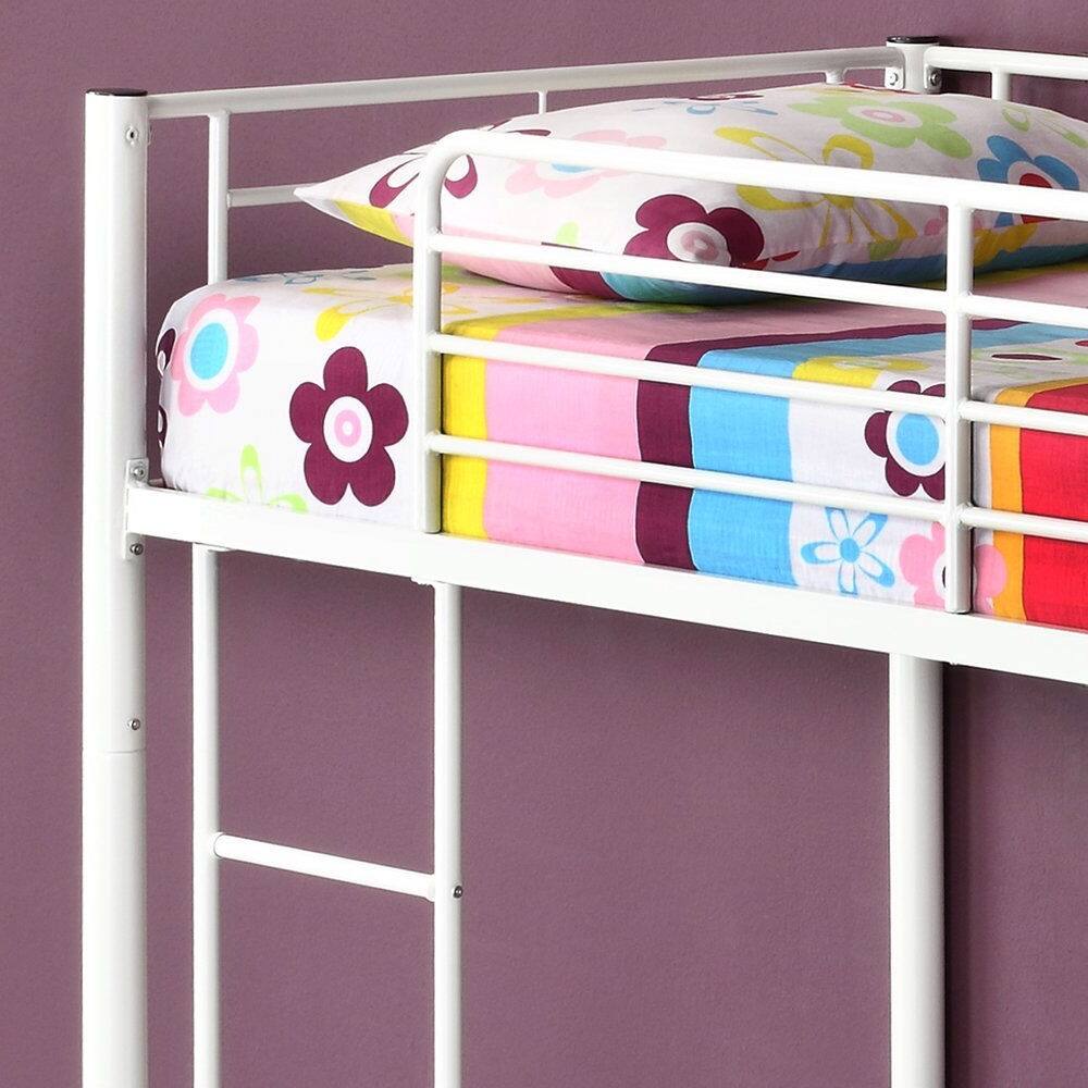 Back. Hivvago - Twin over Twin Sturdy Steel Metal Bunk Bed in White Finish - White.