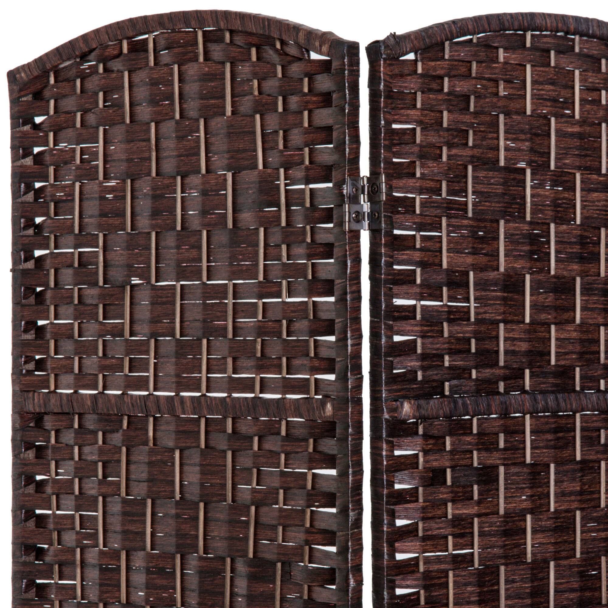 Alt View 7. Homcom - Divider 3 Panel, 6FT Tall Folding Privacy Screen, Freestanding Hand-Woven Partition for Room Separation with 360° Hinges - Brown.