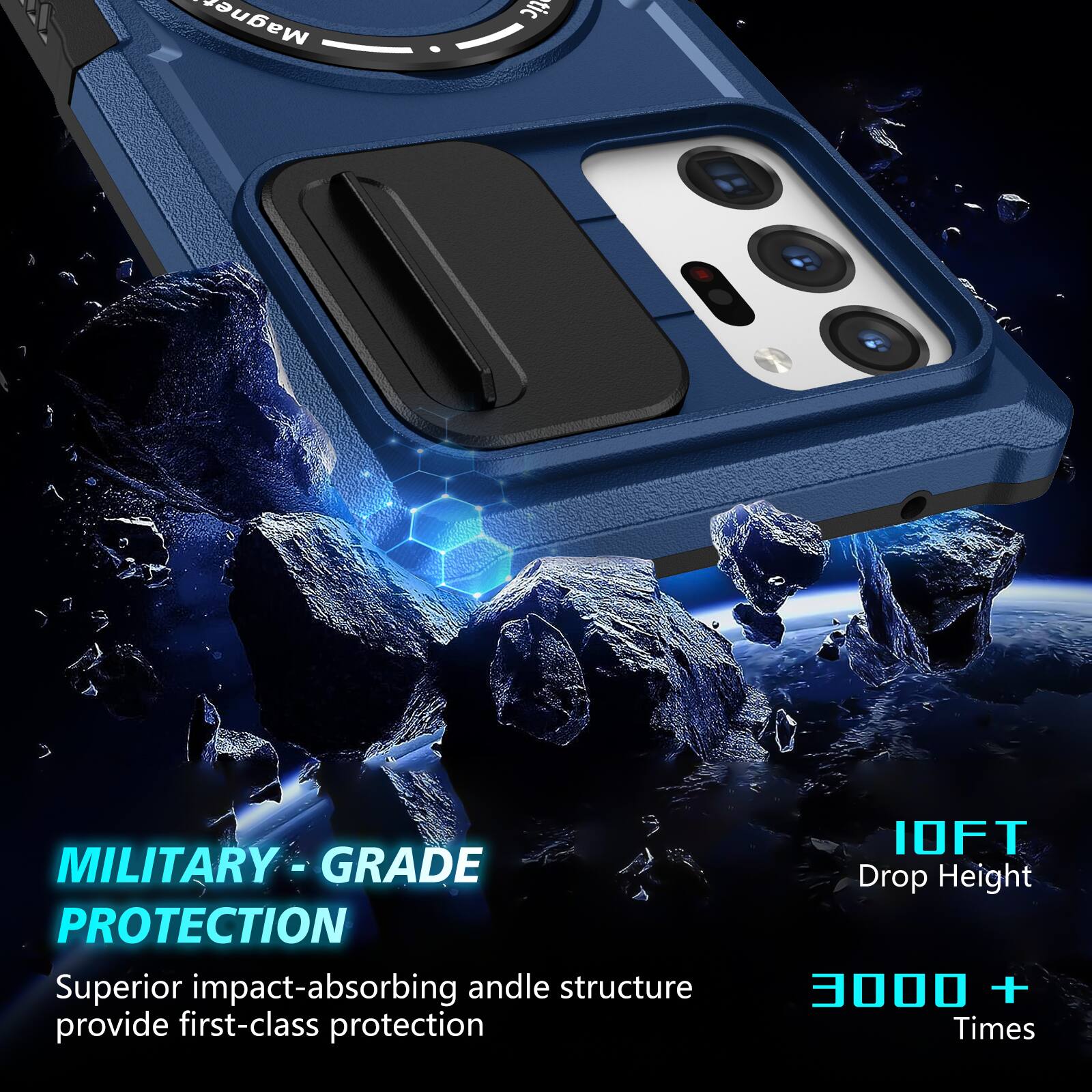 MILITARY - GRADE PROTECTION  
Superior impact-absorbing andle structure provide first-class protection  
10FT Drop Height  
3000 + Times