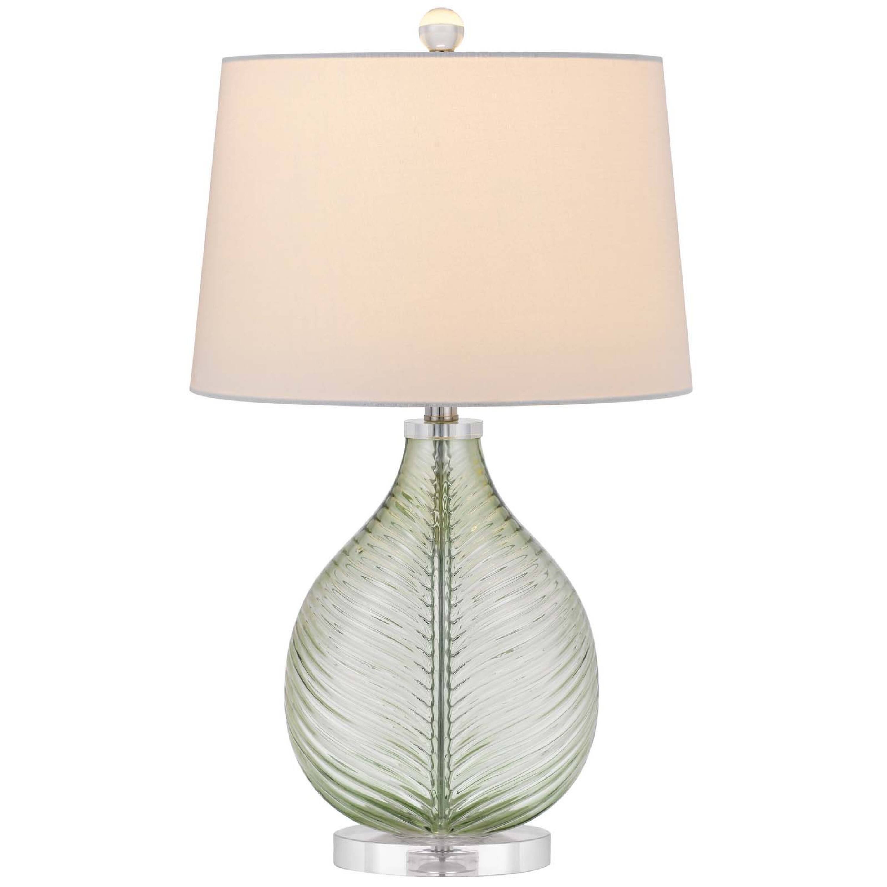 Angle. Manhattan Lane - Table Lamp, Drum Shade, 26 Inch Faceted Teardrop Base - Lime Green, White, Chrome.